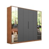 Guarda-roupa Casal Com 2 Espelhos Atrice 6 Pt 6 Gv Amêndola E Grafito