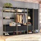 Guarda-roupa Closet Industrial Mital 1 Pt 8 Gv Preto E Dourado