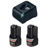 Kit Carregador Bosch Gal 12v-20 2x Baterias 12v 2ah Bivolt