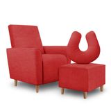Kit Amamentação Poltrona + Puff + Almofada Sophia Suede Vermelho