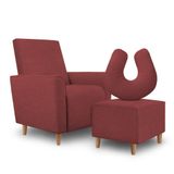 Kit Amamentação Poltrona + Puff + Almofada Sophia Suede Bordo