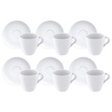 Kit Xícara E Pires De Cappuccino Tramontina Paola Em Porcelana 200 Ml 12 Peças