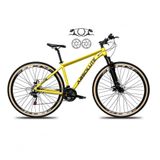 Bicicleta Aro 29 Absolute Nero 5 Freios Disco Hidráulicos 24v Garfo Suspensão Pneu Faixa - Amarelo Tam.17