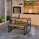 Conjunto De Mesa De Jantar Com 2 Bancos Wooden Mel E Preto