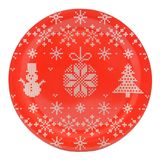 Prato De Vidro De Bolo Vermelho Detalhe Tricô Natal