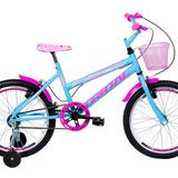 Bicicleta Aro 20 Feminina Infantil Roda Lateral Azul