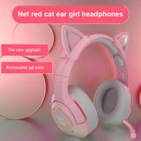 Fone De Ouvido K9 Pink Wired Game Cat Ear Com Microfone Hifi