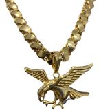 Cordão Friso S 13mm + Pingente Águia - Banhado A Ouro