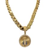 Cordão Friso S 13mm + Pingente Nossa Senhora Banhado A Ouro
