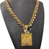 Cordão Friso S 13mm + Pingente Nossa Senhora Banhado A Ouro
