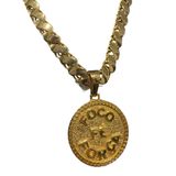 Cordão Friso S 13mm + Pingente Foco, Força Fé Banhado A Ouro
