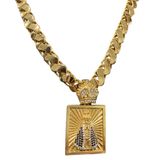 Cordão Friso S 13mm + Pingente Nossa Senhora Banhado A Ouro