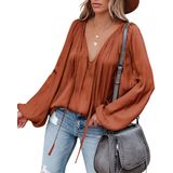 Blusa Feminina Sexy Lamissche Com Decote Em V Profundo, Chiffon, Seda E Cetim