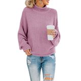 Suéter Feminino Saodimallsu De Gola Alta, Grosso, Tricotado, Roxo