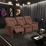 Poltrona Reclinável 3 Lugares Para Sala De Cinema Arsenal Veludo Terracota
