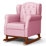 Poltrona De Amamentação Base Madeira Balanço Letícia Sintético Rosa
