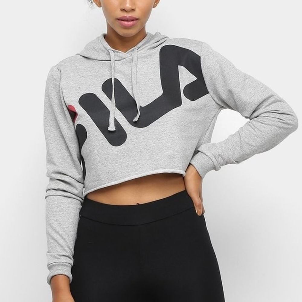 crop top fila moletom com capuz