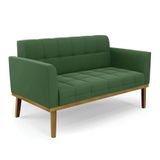 Sofá Namoradeira 2 Lugares Base De Madeira Castanho Elisa Suede D03 - Drossi Cor Verde