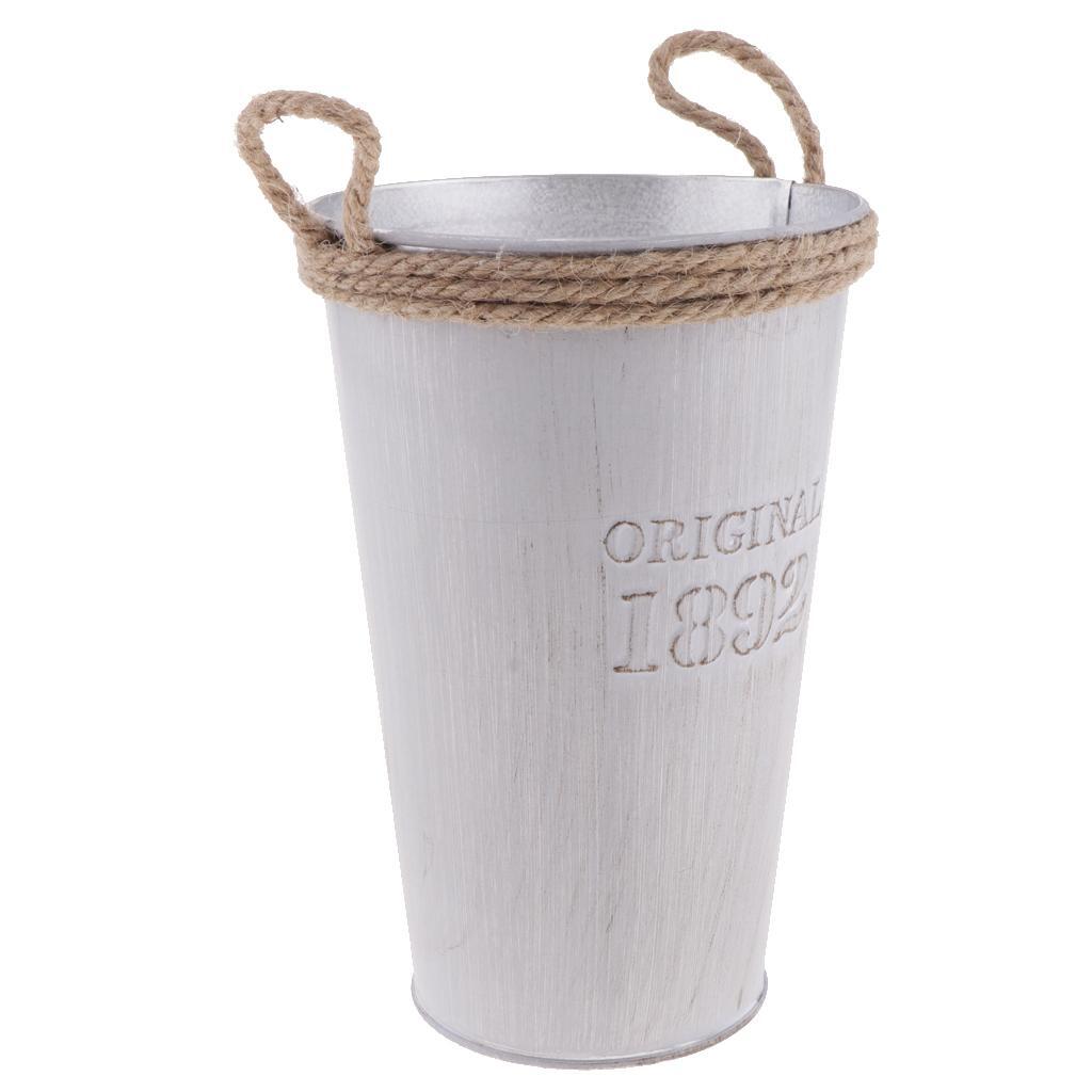 Vaso De Flores De Balde De Plantas De Estanho De Metal Galvanizado Francês