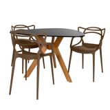 Conjunto Mesa De Jantar Orgânica Nina 120cm Preta Com 3 Cadeiras Allegra - Marrom