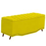 Calçadeira Baú Casal Estofada Maitê Veludo Cor Amarelo