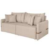 Sofá Cama Retrátil 180cm Essence D05 Linho Bege/camel - Mpozenato
