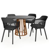 Conjunto Mesa De Jantar Redonda Talia Amadeirada Preta 120cm Com 4 Cadeiras Marcela - Preto