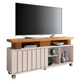 Rack Para Sala Bancada De Tv 50 Pol. 136cm Briz H01 Off White/cinamomo - Mpozenato