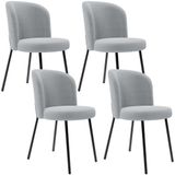 Kit 4 Cadeiras Sala De Jantar Estofada Gavi L02 Bouclê Cinza - Lyam Decor