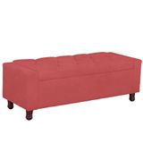 Calçadeira Baú Casal Queen Estofada Valencia Veludo Cor Rose
