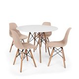 Conjunto Mesa De Jantar Redonda Solo Branca 90cm Com 4 Cadeiras Solo - Nude