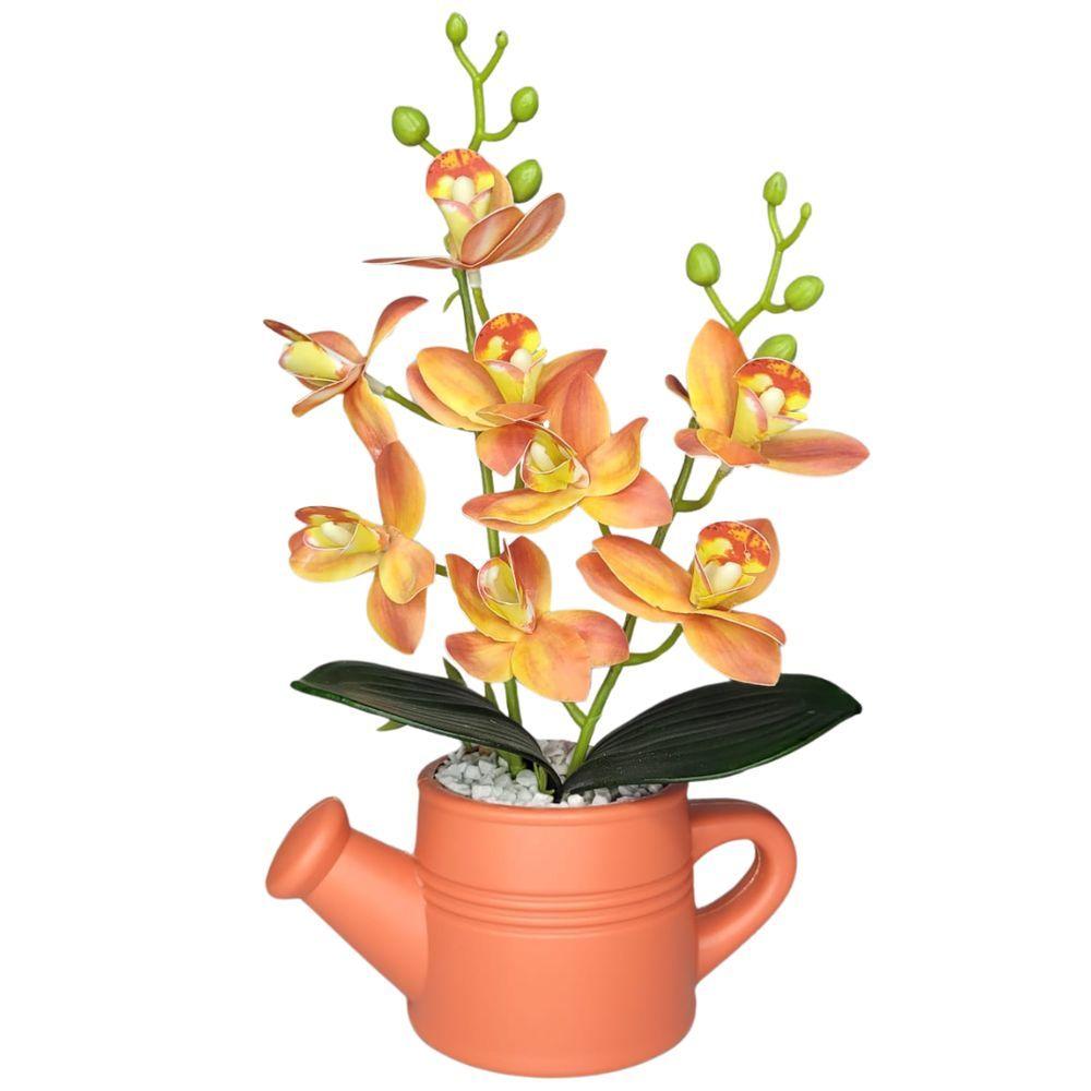 Arranjo De Flores Artificiais Com Caixa De Mdf (29cm) Laranja/laranja