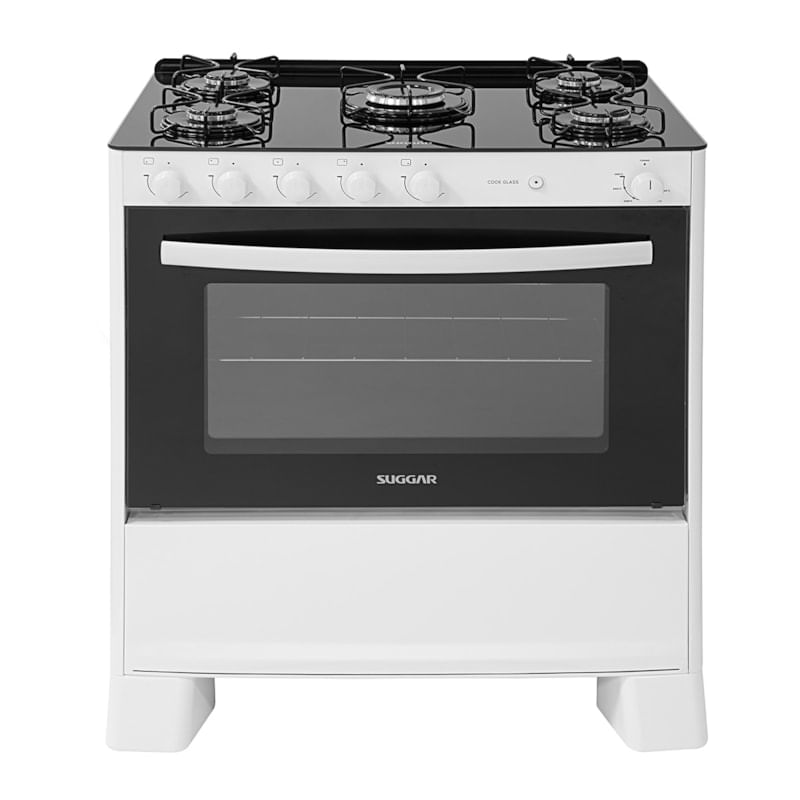 Fogão 5 Bocas Suggar Cook Glass Branco Mesa em Vidro - Bivolt - Fgvcg510br Fogão 5 Bocas Suggar Cook Glass Branco Mesa em Vidro - Bivolt - Fgvcg510br