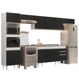Armário De Cozinha Modulada 5 Peças Cp15 Balcão Com Pia Inox Branco-preto - Lumil