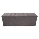 Calçadeira Baú Paris King 195 Cm Botão Strass Suede Prata Eli Móveis