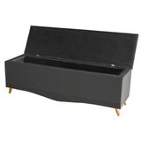 Recamier Calçadeira Baú Helena Queen 160 Cm Botão Encapados Pés Palito Suede Grafite Eli Móveis
