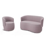 Kit Poltrona E Namoradeira Aisha Orgânica Bouclê Rosê - Desk Design