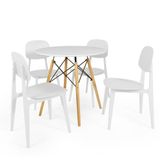 Conjunto Mesa De Jantar Redonda Eiffel Branca 90cm Com 4 Cadeiras Itália - Branco