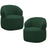 Kit 2 Poltronas Giratórias Sala De Estar Living Orgânico Carmen F04 Veludo Verde - Lyam Decor