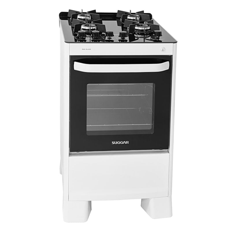 Fogão 4 Bocas Suggar Max Glass Branco Mesa em Vidro – Bivolt – Fgvmg410br