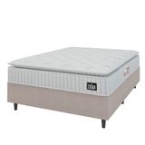Cama Box Colchão Casal Espuma D45 Lazio Pillow Top 138x188x67cm Branco-bege Hellen Suporta Até 120kg Por Pessoa