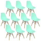Kit 10 Cadeiras Charles Eames Eiffel Wood Design Verde Claro