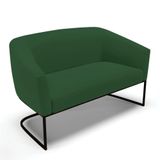 Sofá Namoradeira 2 Lugares Base Industrial Preto Stella Veludo Verde D03 - D&#39;rossi