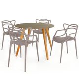 Conjunto Mesa De Jantar Redonda Laura 120cm Natural Com 4 Cadeiras Allegra - Fendi