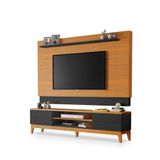 Rack Com Painel Suspenso Para Sala Suporta Tv 75&#39; New London Preto - Freijó