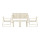 Conjunto 5 Peças Área Externa Bahamas 2 Poltronas 2 Mesas De Centro 1 Sofá 120cm Em Fibra Natural Bambu G56 - Gran Belo