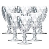 Jogo 6 Taças Vinho E Água Vidro Diamond Transparente 340ml - Vivaflor Decor