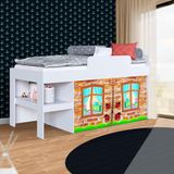 Cama Infantil Solteiro Com Cortina Branco Criativa Jm Móveis