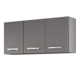 Armário De Cozinha Aéreo 120cm 3 Portas Honduras Cinza - Lumil