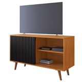 Rack Carinho Para Tv Até 43 Polegadas Portas Ripada Jcm Movelaria Cinamomo Preto